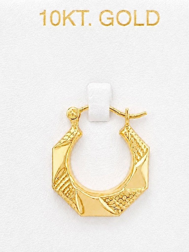 Hoop Single Earring Solid 10k Yellow Gold